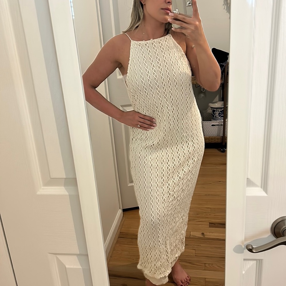 Zara - Linen crochet style midi dress